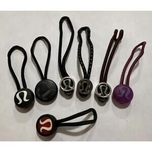 6 + 1 LULULEMON Replacement Zipper Pulls Hair Ties Define Scuba (B)